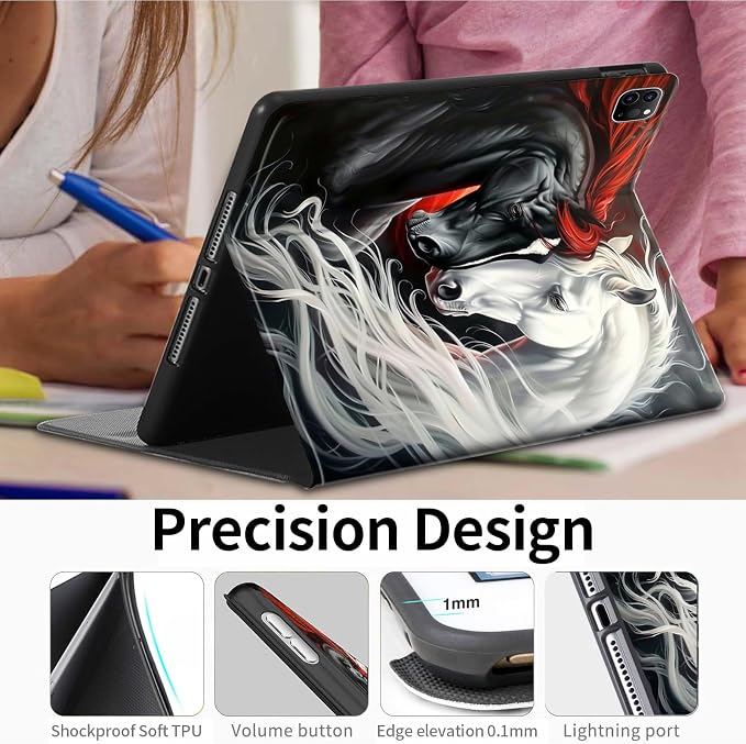 Case for iPad (A16) 11th Generation 11 Inch (2025)iPad 10th Generation 10.9 Inch (2022)PU Leather Slim Standing Smart Coverwith Auto Sleep/WakeBall on Fire