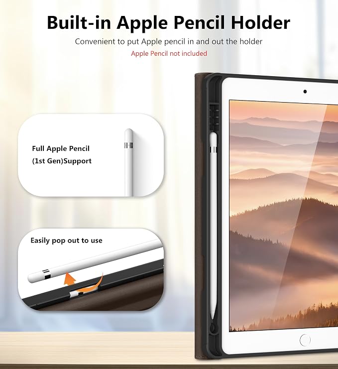 DTTO for iPad 9th/8th/7th Gen Case 10.2 Inch (2021/2020/2019) Brown | 360 Degree Rotating Premium Faux Leather Folio Stand Cover with Pencil Holder Auto Sleep/Wake Multiple Angles Hand Strap