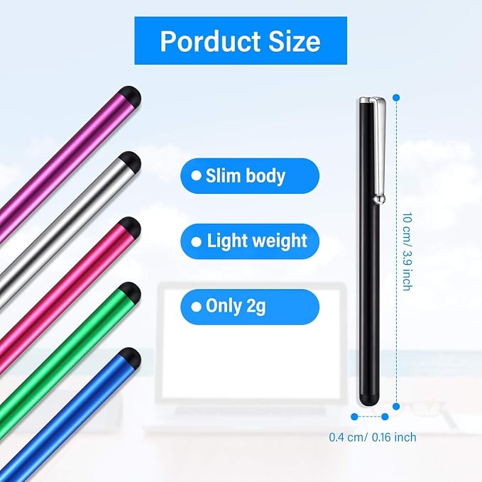 Outus 100 Pieces Stylus Pen Bulk Slim Touch Screen Stylus Universal Capacitive Digital Pen Compatible with Pad Phone Tablet Most Devices with Capacitive Touch Screen 10 Colors(Multicolor)