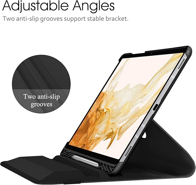Fintie Rotating Case for Samsung Galaxy Tab S8 Plus/S7 FE/S7 Plus Black | 360 Swiveling Stand Dual-Layer Protection Synthetic Leather Exterior S Pen Holder Auto Sleep/Wake