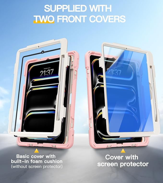 BRAECN Case for iPad Air 11 inch 2026(M4) 2025(M3) 2024(M2)iPad Pro 11 inch(4th/3rd/2nd/1st)&amp Air 10.9(5th/4th) Protective with Pencil Holder Screen Protector 360°Rotating Stand Handle Full Body