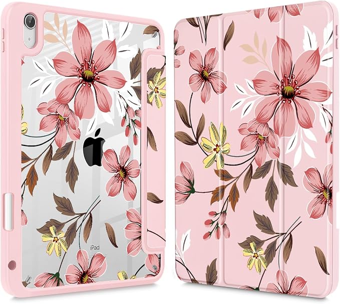 Mektron Case for 2026 iPad Air 11 inch M4 8th (M3 2025 7th /M2 2024 6th) Compatible with iPad Air 10.9 (2022 5th Gen /2020 4th Gen) Shockproof Clear Shell Blue Bows &amp Flowers