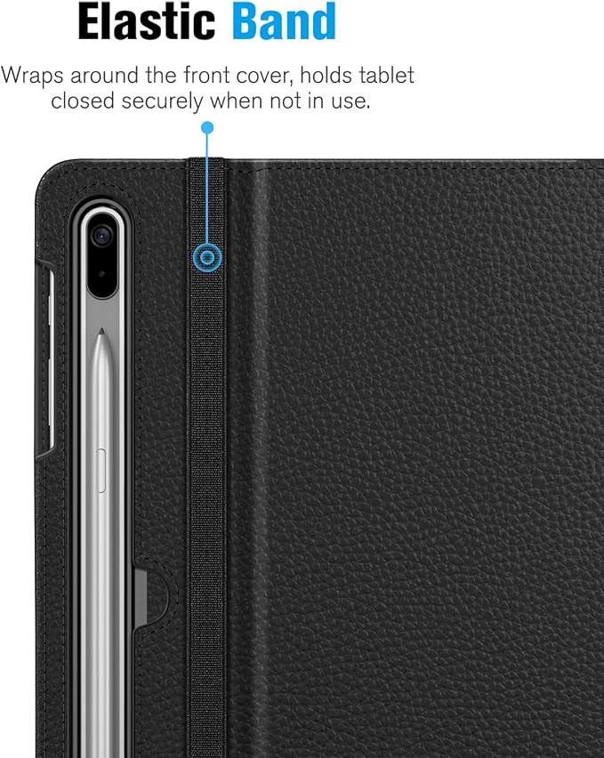 Fintie Multi-Angle Viewing Case for Samsung Galaxy Tab S8+/S7 FE/S7+ 12.4 | Front Card Pocket 3 Viewing Angles S Pen Holder Auto Wake/Sleep Black