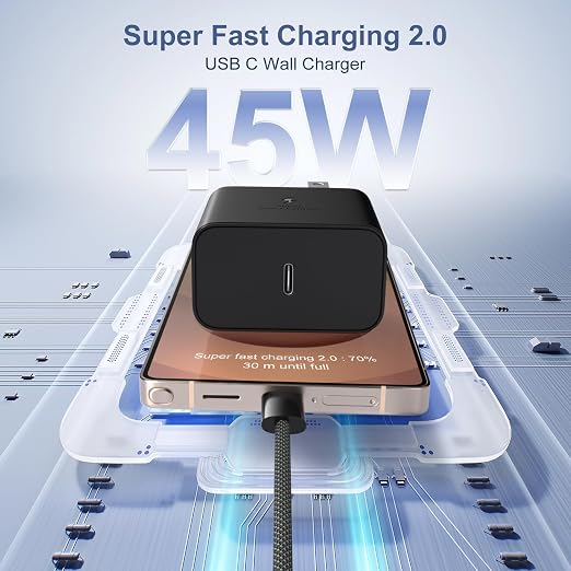 45W Super Fast Charger Type C for Galaxy S26 Ultra USB-C Charger Block with 10ft USB C to C Cable for Galaxy S25 FE S24 S23 Tab S11 S10 Android Phones 3Pack
