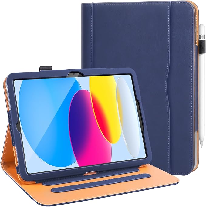 PU Leather Case for iPad A16 11th Gen 11 Inch for iPad 10th Gen CaseBlack | iPad 11/10.9 Inch 2025/2022 Cover with Pencil Holder Multi-Angle Stand Document Pocket and Auto Sleep/Wake