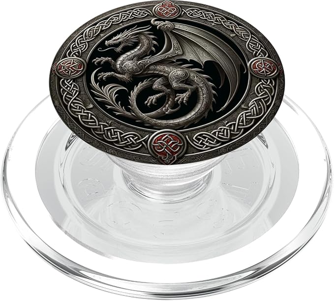 Aesthetic Viking Chinese Dragon Silver Mythical Fantasy PopSockets Adhesive PopGrip