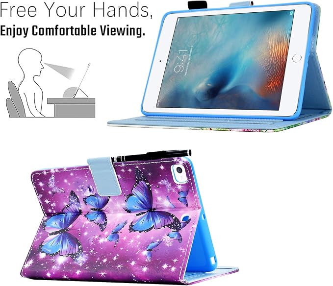 Case for iPad 9th/8th/7th Generation iPad 10.2 Case (2021/2020/2019 Model iPad 9/8/7 Case) PU Leather Folio Folding Stand Cover for iPad 10.2 inch Auto Wake/Sleep Hummingbird