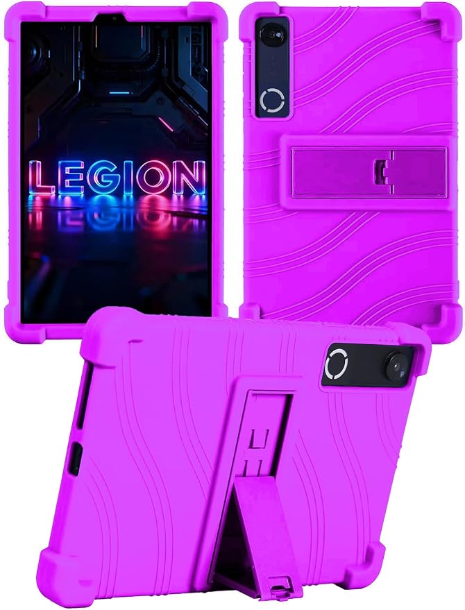 Silicone Case with Kickstand for Lenovo Legion Y700 Gen 4 / Gen 5 8.8 [TB323FU] Shockproof Protective Cover with Stand for Gaming Tablet (Black)