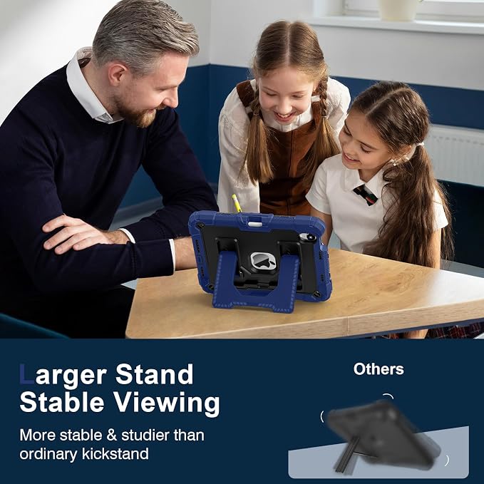 Kids Case Compatible with iPad mini 7 A17 pro 2024 Mini 6 8.3”Colorful Shockproof Case with Pencil Holder and Adjustable Big StandHandle Strap for iPad mini 6th 7th Gen