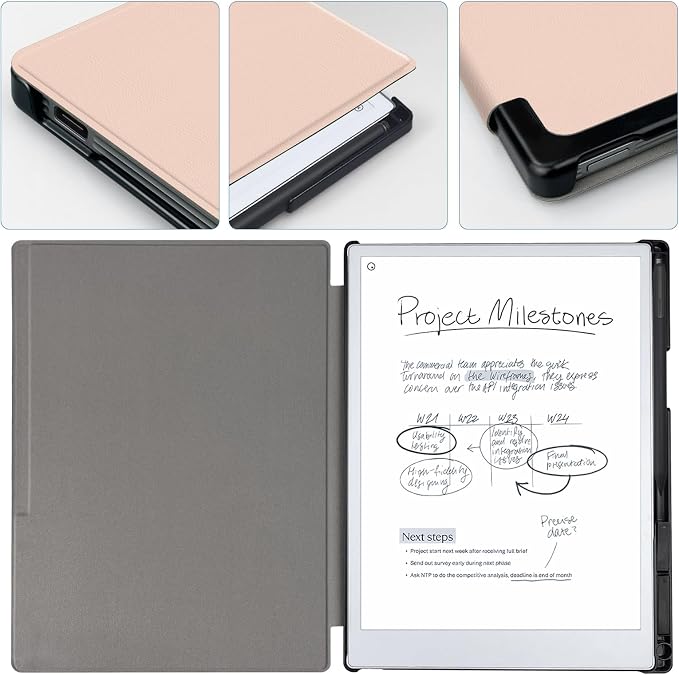 Case for Remarkable Paper Pro Tablet 11.8 (Released in 2024) Hard Back Shell Protective Book Folio Cover with Built-in Pen Holder with Auto Sleep/Wake Function.