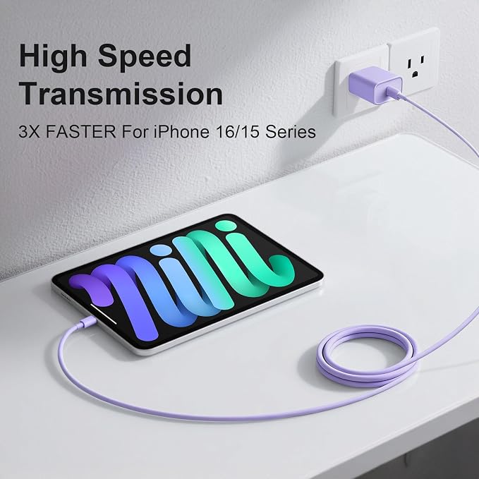 iPhone 17 16 Charger Fast Charging Extra Long 10FT USB C Charger(Black) | for iPhonesiPadsTabletsAndroid devices[ETL SAFETY CERTIFIED] 20W Type C Charger Block with Fast Charging USB C Cables
