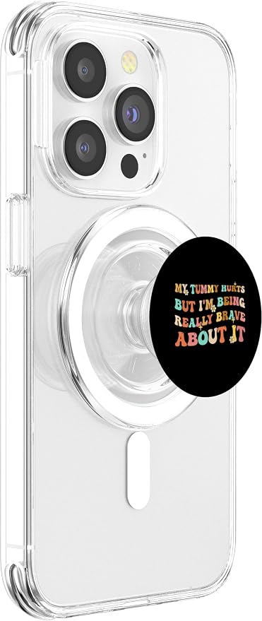 My Tummy Hurts But I'm Being Brave About It Retro Groovy PopSockets Standard PopGrip