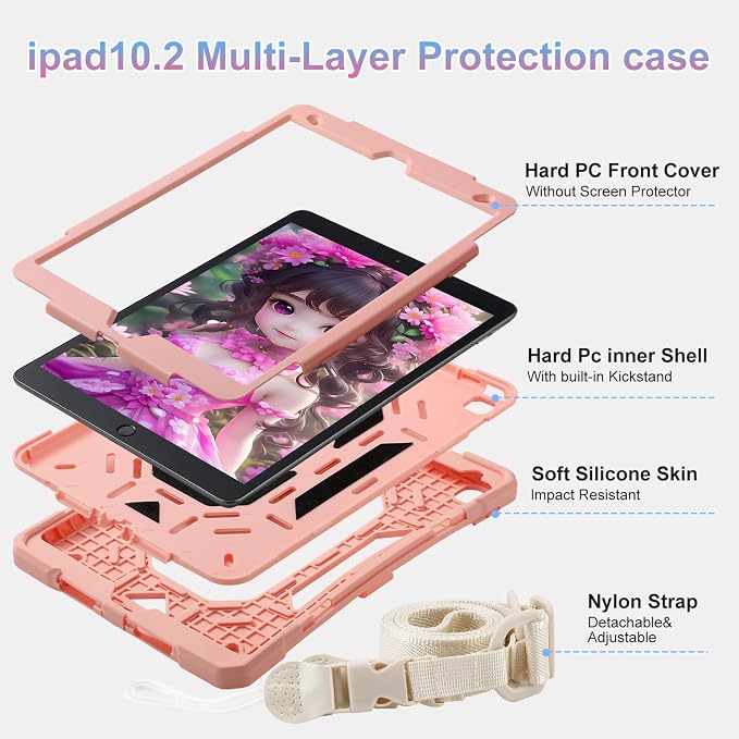 for iPad (A16) 11th Generation Case 11 Inch 2025/ iPad 10th Generation Case 10.9 Inch 2022 with 360 Rotating Grip Magic StandPencil Slot/Key Chain/Carrying Shoulder Strap Cover for iPad 10th Gen