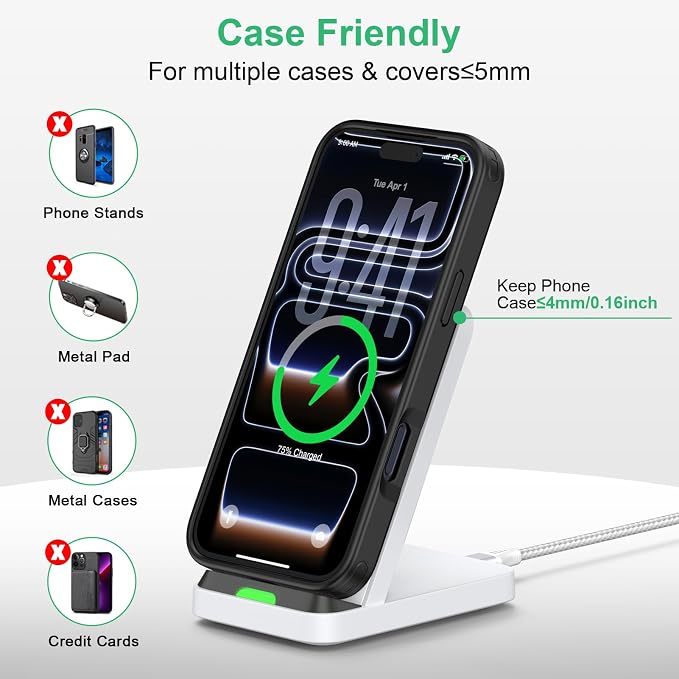 Wireless Phone Charger Android Stand for Android Samsung S26 Ultra/S26+/S26 | 15W Wireless Charging Pad Android Charger Flat Station Dock for Samsung Galaxy S26 S25 Ultra S25 FE S25 Edge S24 S23 S22 S