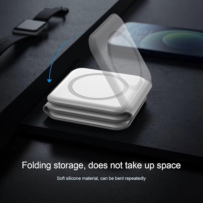 Apple Devices Charging Pad for iPhone 12 13 14 15 16 Pro Max iWatch Airpods - 3 in 1 Wireless Magnetic Foldable Travel Charger Station for Multiple Apple Devices Fast-Charging Charger Included