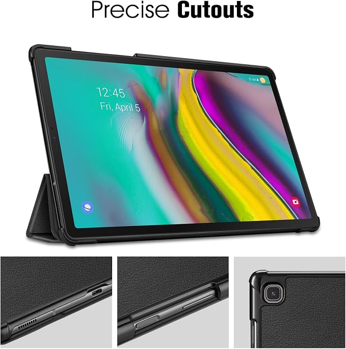 Fintie Slim Case for Samsung Galaxy Tab S5e 10.5 Inch 2019 Black | Ultra-Thin Tri-Fold Stand Vegan Leather Hard Shell Lightweight Auto Wake/Sleep