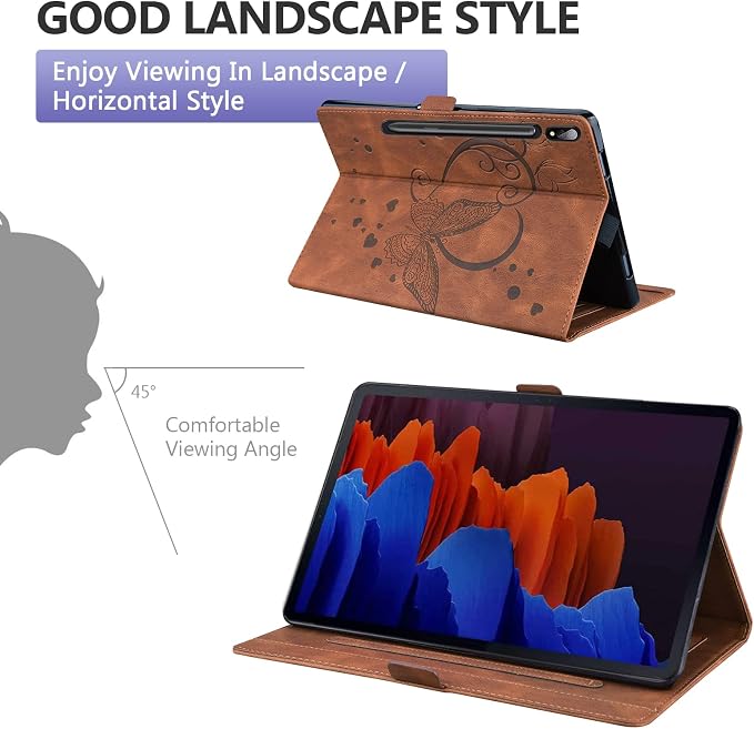 Dteck Wallet Case for Galaxy Tab S10+/S9+/S7 FE/S8+/S7 Plus 12.4 Tablet Premium PU Leather Folding Stand Auto Wake/Sleep Pen Holder Case with Hummingbirds