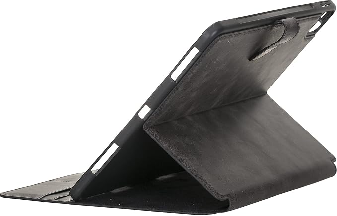 Genuine Leather Handmade iPad 10.2 Magnetic Closure Case with Separeted Compartments and Card Slots for Women &amp Men (8th Gen 2020) (7th Gen 2019) (Black)