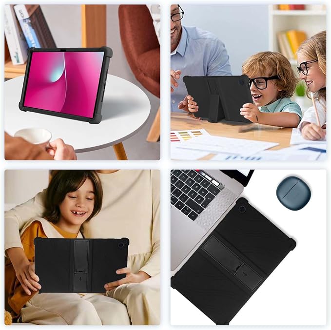 Case for T-Mobile Revvl Tab 2 10.1-InchCompatible with T-Mobile Revvl Tab 2 Android Tablet–Soft Silicone Protective Cover with Kickstand Shockproof Drop-Resistant Business-Style Stand(Black)
