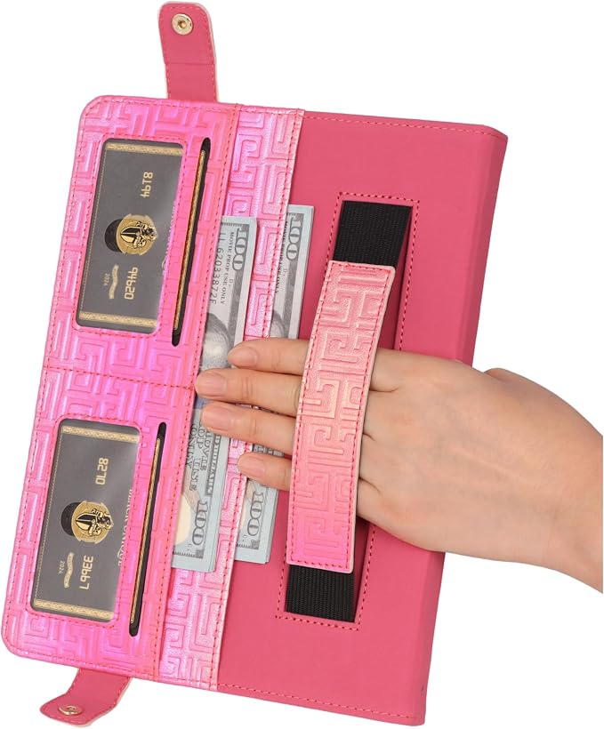 Handbag Case for Samsung Galaxy Tab S10 FE/S9 FE 10.9/S9/S8/S7 11 Techcircle Folio Stand Crossbody Wallet Protective Cover with S Pen Holder &amp Card Slots Hand Strap &amp Shoulder Strap Black