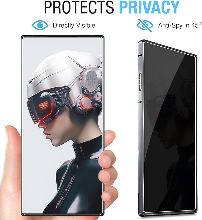 for Nubia Red Magic 9 Pro/Magic 9 Pro+ Privacy Screen Protector and Camera Lens Protector Anti-Spy Flexible Privacy Screen Protector 9H Hardness Anti-Scratch Bubble Free