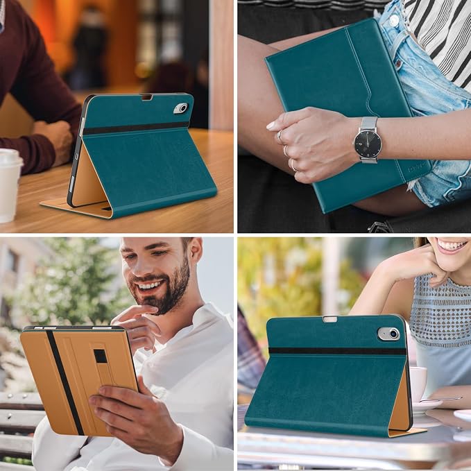 DTTO for iPad Air 11-inch Case M4/M3/M2 (2026/2025/2024) iPad Air 5th / 4th Generation (2022/2020) Premium Leather Business Folio Stand Cover with Pencil Holder - Auto Sleep/Wake Brown