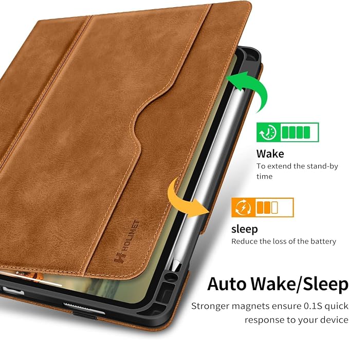 Case for iPad Pro 13 inch Case M5 2025/M4 2024 with Pencil Holder | Supports Pencil Pro/Pencil Auto Sleep/Wake Function Vegan Leather Smart Stand Cover (Black)