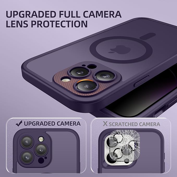 BERFY Magnetic for iPhone 14 Pro Max Case, Compatible with MagSafe,Built-in Privacy Screen Protector and Upgraded Camera Protection,Anti-Spy Full Body Shockproof Phone Case for 14 Pro Max 6.7", Purple