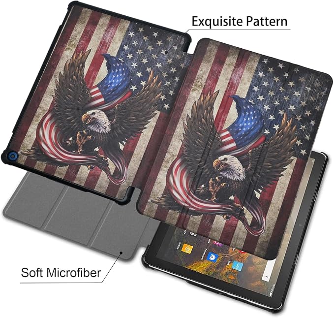 Case for Fire HD 10 Tablet (13th Generation 2023 Release) - America 250 Merchandise Lightweight PU Leather Hard Shell Stand Cover with Auto Wake/Sleep