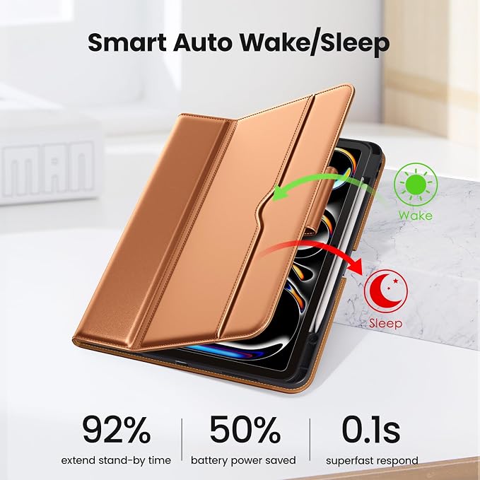 DTTO for iPad Pro 13 Inch Case M5/M4 2025/2024 Magnetic Clasp Multiple Angles Auto Wake/Sleep Premium Leather Business Folio Stand Smart Cover with Pencil Holder for iPad Pro 13 Blue