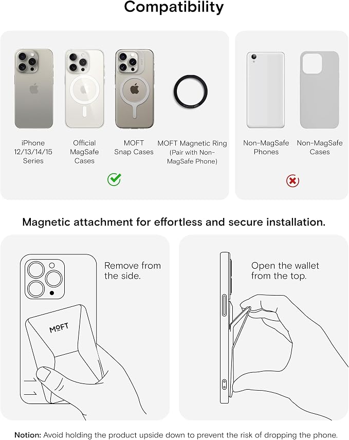MOFT MagSafe Wallet Stand for iPhone 15/14/13/12 Series MagSafe Compatible Phone Stand with 3 Viewing Angles(Bamboo)
