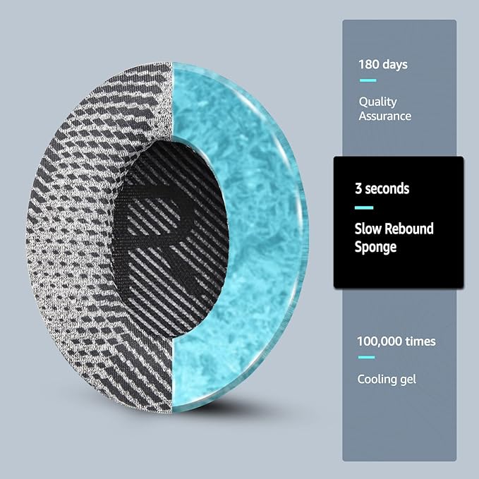 Cooling-Gel QuietComfort 35 / QC35 ii Replacement Ear Pads for Bose Headphones, Also Fit for Bose QC45 QC35 QC25 QC2 QC15/ Around-Ear 2 AE2i AE2w/ SoundTrue & SoundLink Series, Black
