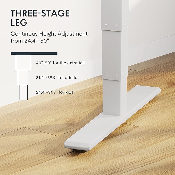 FLEXISPOT E6 MAX Bamboo Dual Motor 3 Stages Standing Desk 55x28 Inch Whole-Piece Board Electric Height Adjustable Stand Up Desk 150KG Load Capacity(White Frame + Bamboo Curved Desktop)