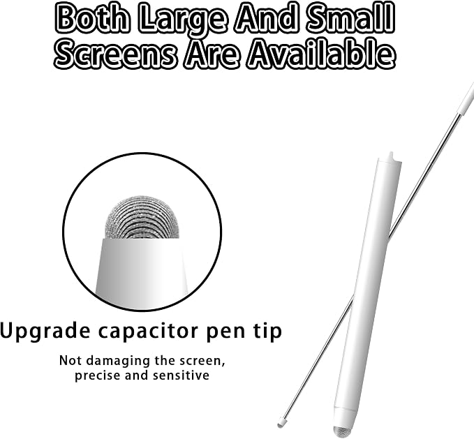 Universal Telescopic Stylus Pen for Touch Screens Retractable Pointer Stick Stylus with Special Flocking Tip Pointers for Classroom Pointer Finger Stick Anti Slip Pen Clip Black