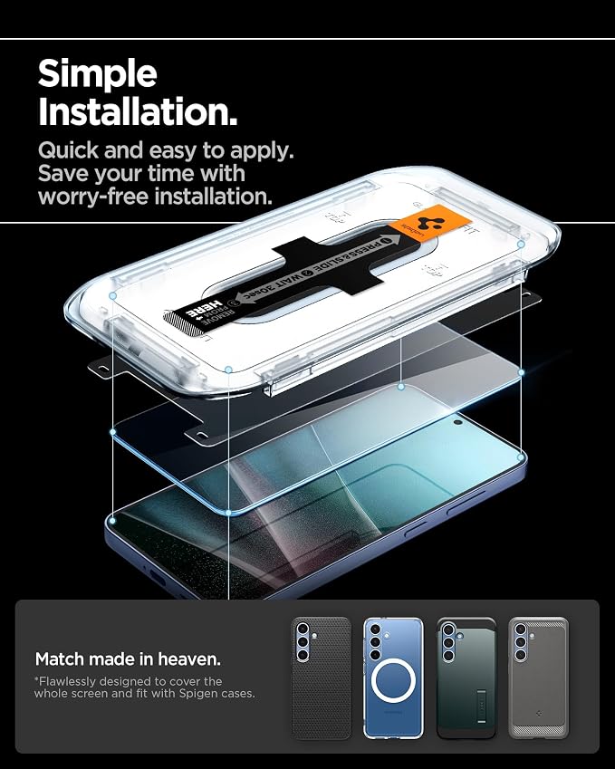 Spigen GlasTR EZ FIT Tempered Glass Screen Protector for Galaxy S24 Ultra | 9H Hardness Tempered Glass Easy Installation Kit Case-Friendly Crystal Clear Touch Responsive Oleophobic Coating