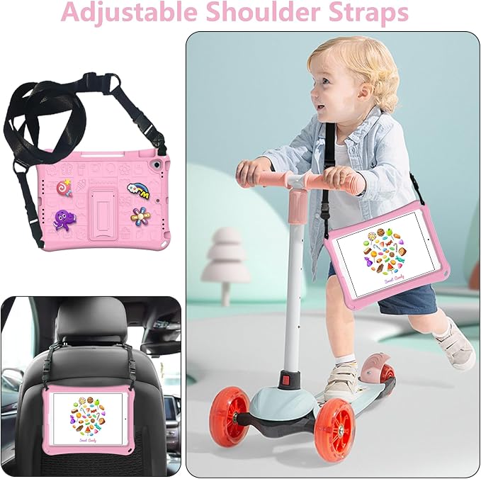 Case for iPad 10.2 Inch 2021/2020/2019/ iPad Pro 10.5 Inch/Air 3rd Gen (2019) Shoulder Strap Kickstand Children Friendly Anti-Scratch Shockproof Case Lightpurple