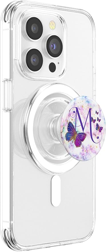 Purple Butterfly Letter M Initial Personalized Monogram PopSockets Adhesive PopGrip