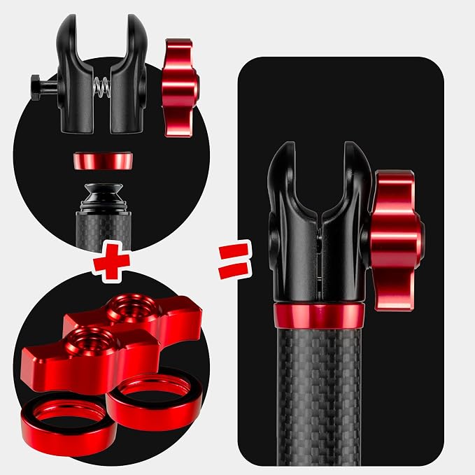 Tackform 10 Long 20mm Ball and Socket Arm DuraLock 20 Series Aluminum Tube Arm | Dual 20mm Sockets and Optional Anti-Theft Knobs | Black