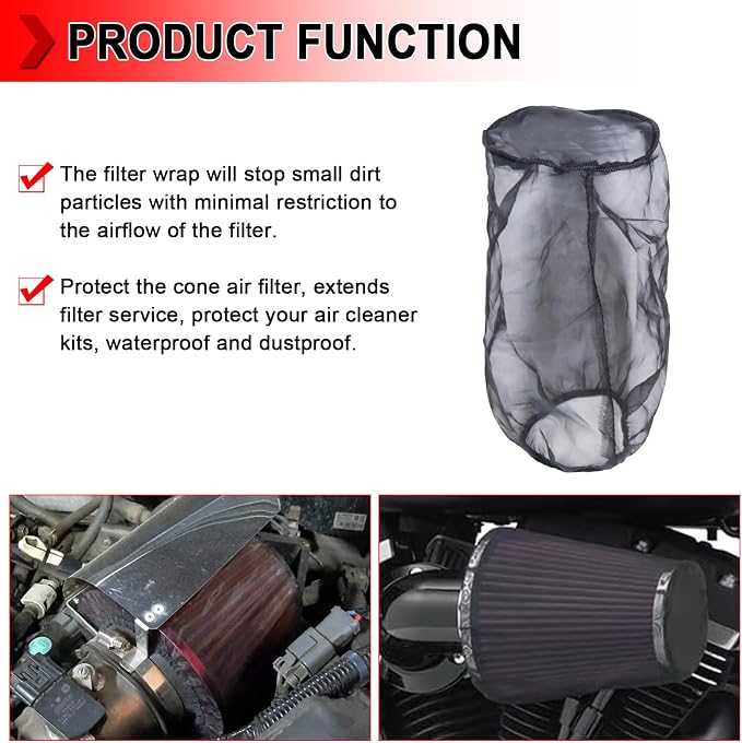 Universal 9 Inch Air Filter Cover, Air Intake Filter Sock Cover, Motorcycle