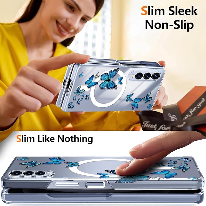 for Galaxy Z Fold4 CaseBuilt-in Magnet CircleWireless Charging | Military-Grade Shockproof case Cover for Samsung Galaxy Z Fold4Anagallis