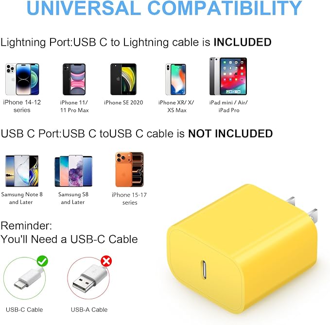 iPhone Charger Fast Charging 3+3Pack 20W USB C Charger with Lightning Cable | For iPhone 14/13/12/11/Pro/Pro Max/Mini/Xs Max/XR/X iPad