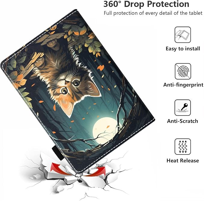 Case for Amazon Kindle Fire HD 10 Tablet 10.1 (9th/7th Generation 2019/2017 Release) - PU Leather Folio Case with Smart Auto Wake/Sleep African American Girl