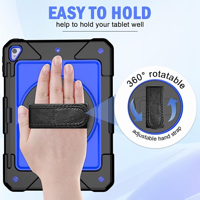 BMOUO Case for iPad 6th/5th Generation Case (9.7 inch 2018/2017) 360°Rotating Stand Hand/Shoulder Strap Shockproof iPad 9.7” Case for iPad Air 2 Black