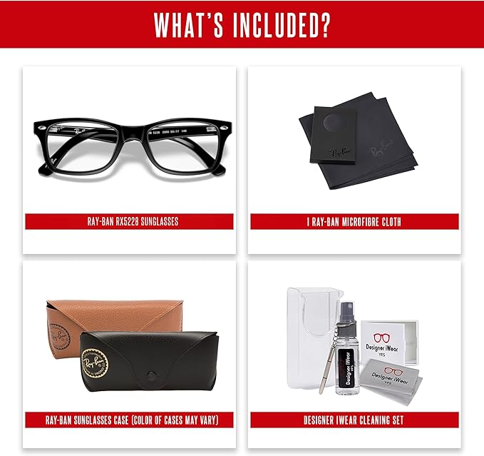 Ray-Ban RX5228 Square Eyeglasses for Men for Women +BUNDLE with ACCESSORY EYEWEAR KIT