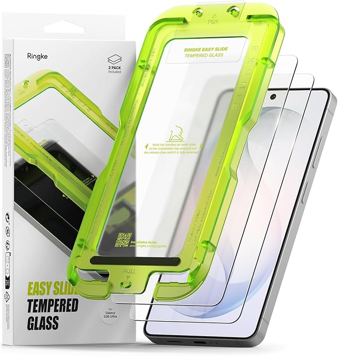 Ringke for Samsung Galaxy A35 5G Screen Protector [Easy Slide 2 Pack] | Easy Installation with Alignment Tool Case Friendly Premium 9H Hardness Tempered Glass