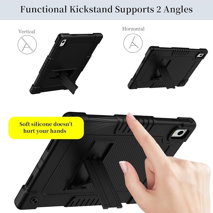 Onn 11 Tablet Pro 2024 Model CaseHeavy Duty Protective Case with Kickstand Shoulder Strap Shell Case for Walmart Onn Tablet Pro 11 inch 2024 Model: 100146660 (Black)
