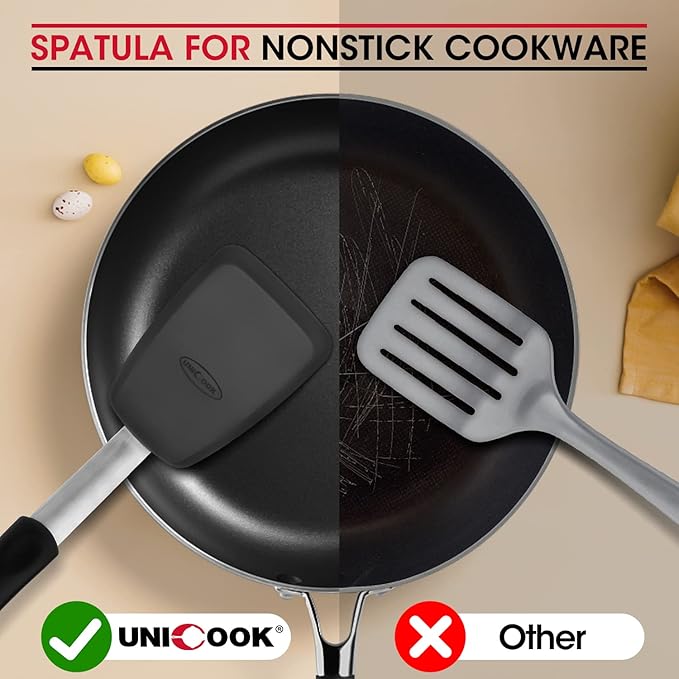 Unicook 2 Pieces Flexible Silicone Spatula Set for Kitchen Use, Food Grade