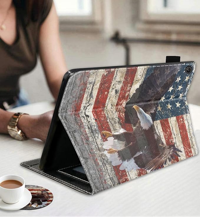 Case for Amazon Fire HD 10 Tablet 10.1 inch (9th/7th Generation 2019/2017 Release) - Slim Lightweight PU Leather Stand Cover with Auto Wake/Sleep Celestial Theme Sun with Crescent Moon