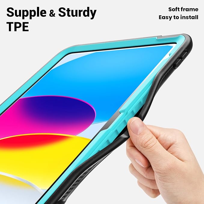 Case for iPad (A16) 11th Generation 11 inch 2025 Lightweight Rugged Dual-Material Design 360° Rotating Adjustable Leather Hand Strap Foldable Kickstand Durable with Full ProtectionBlue