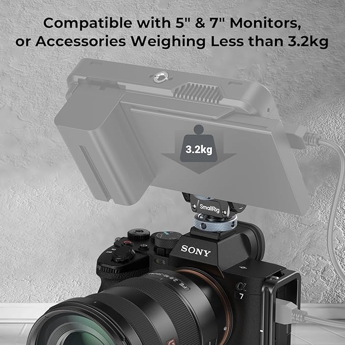 SmallRig Camera Monitor Mount Lite with Cold Shoe, Swivel 360° and Tilt 180° Holder for Field Monitor, LED, Flash and Video Shooting Photography Accessories, Max Load Capacity of 90° Tilt 3.2kg
